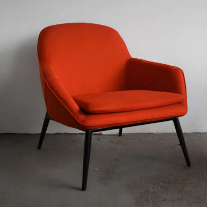 Coffee Leather Sloped Arm Chair