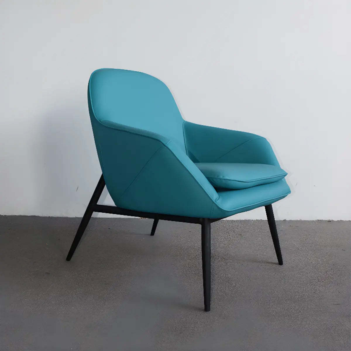 Coffee Leather Sloped Arm Chair