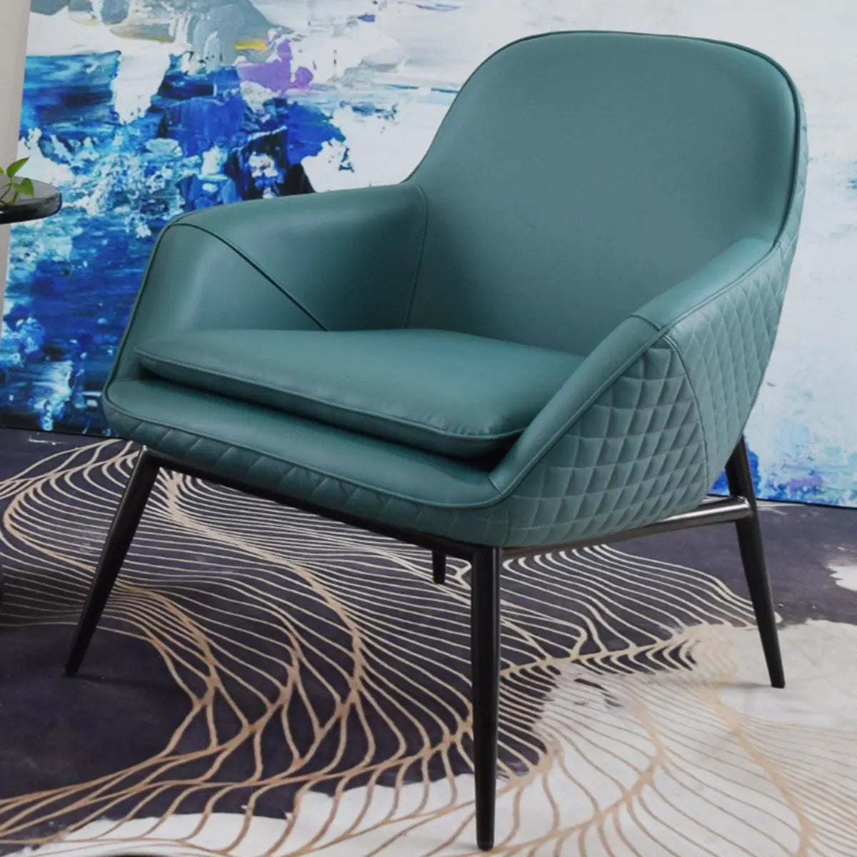 Coffee Leather Sloped Arm Chair — Brown / Leather