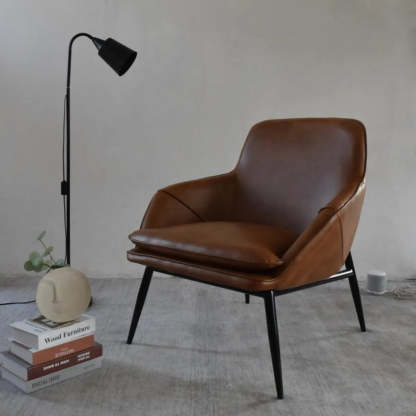 Coffee Leather Sloped Arm Chair — Coffee / Leather