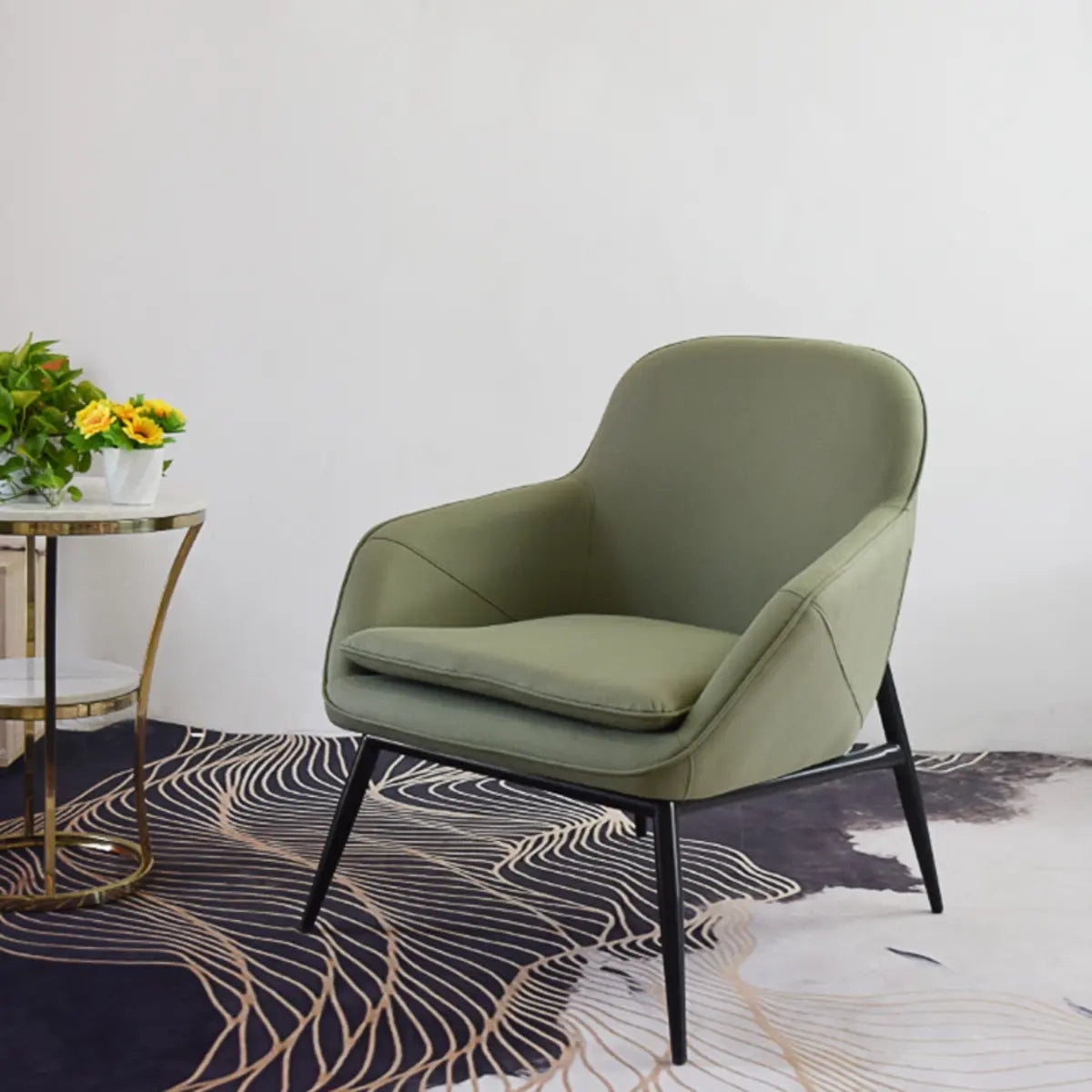 Coffee Leather Sloped Arm Chair — Light Brown / Oiled Leather