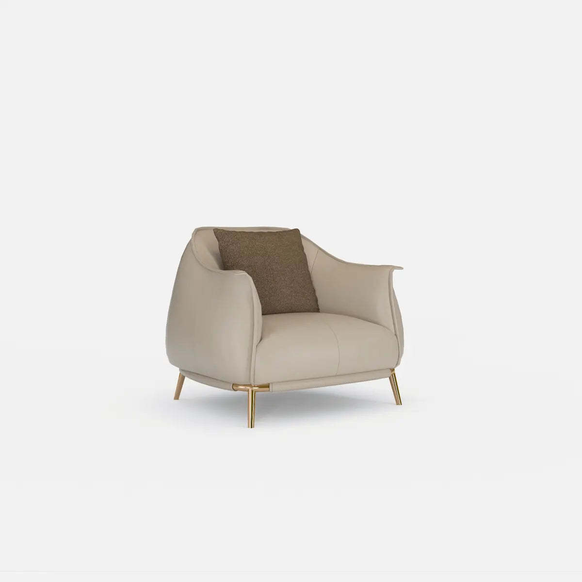 Coffee Microfiber Leather Pillow Back Arm Chair