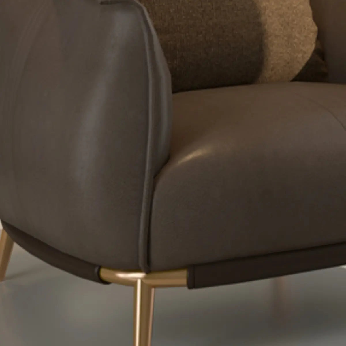 Coffee Microfiber Leather Pillow Back Arm Chair