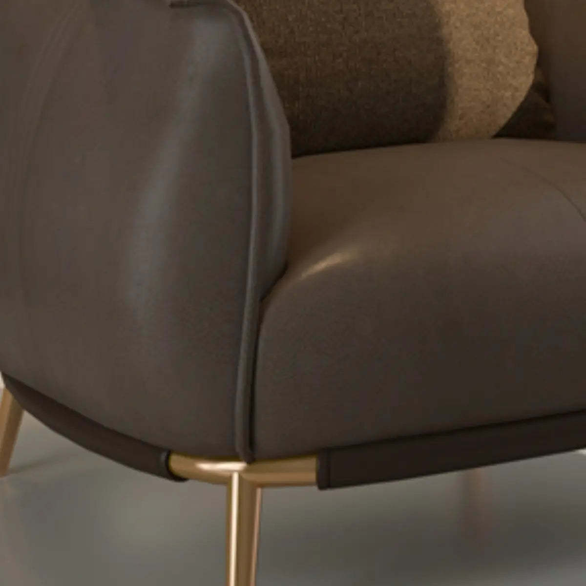 Coffee Microfiber Leather Pillow Back Arm Chair