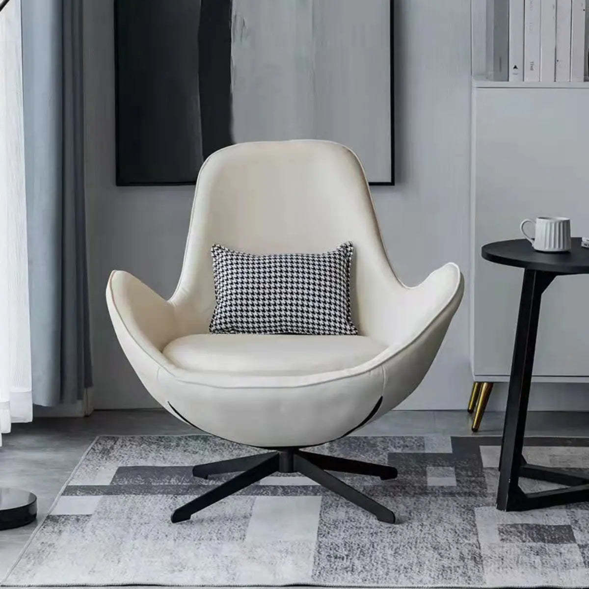 Coffee Stain-Resistant Microfiber Leather Arm Chair — Beige / Microfiber Leather