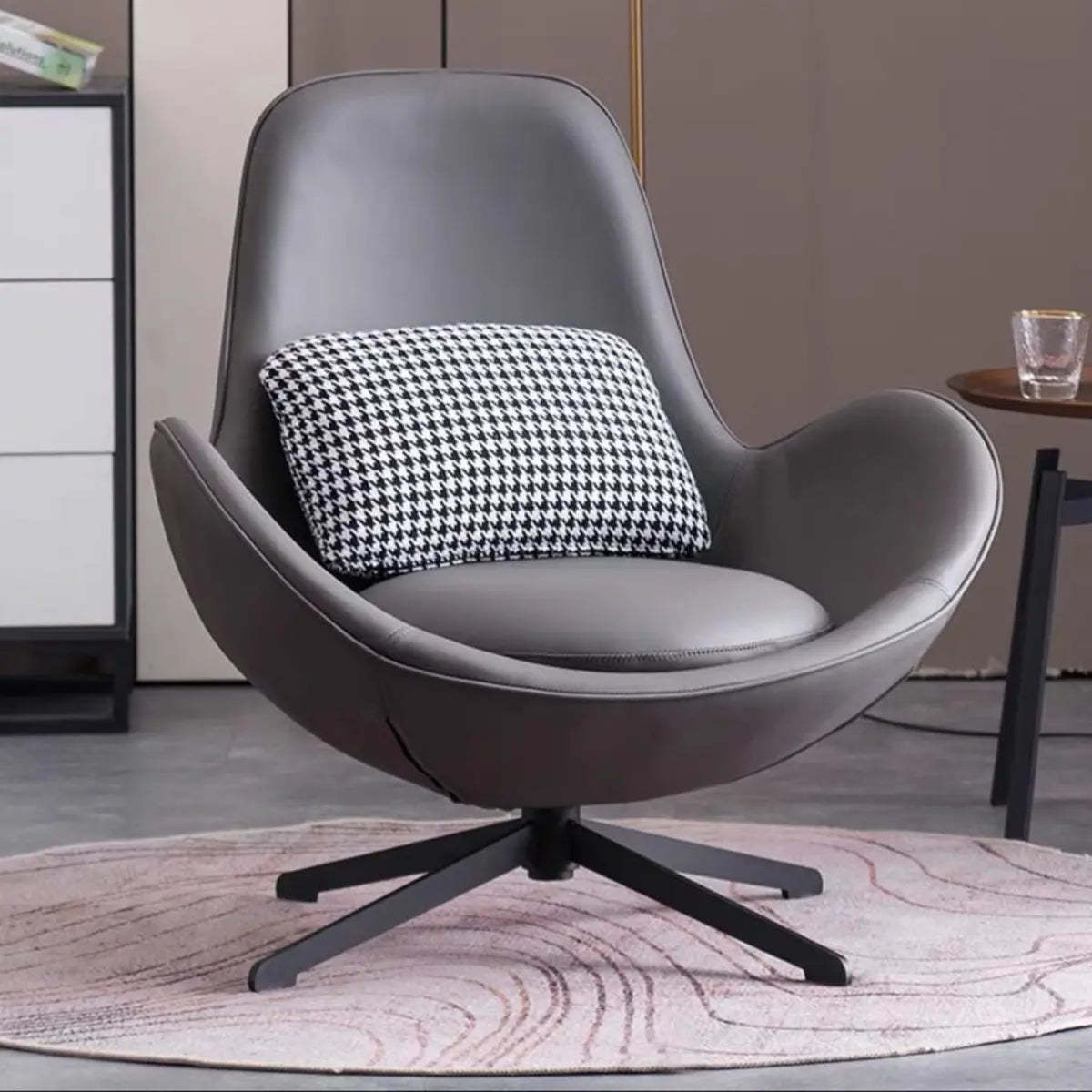 Coffee Stain-Resistant Microfiber Leather Arm Chair — Orange / Microfiber Leather