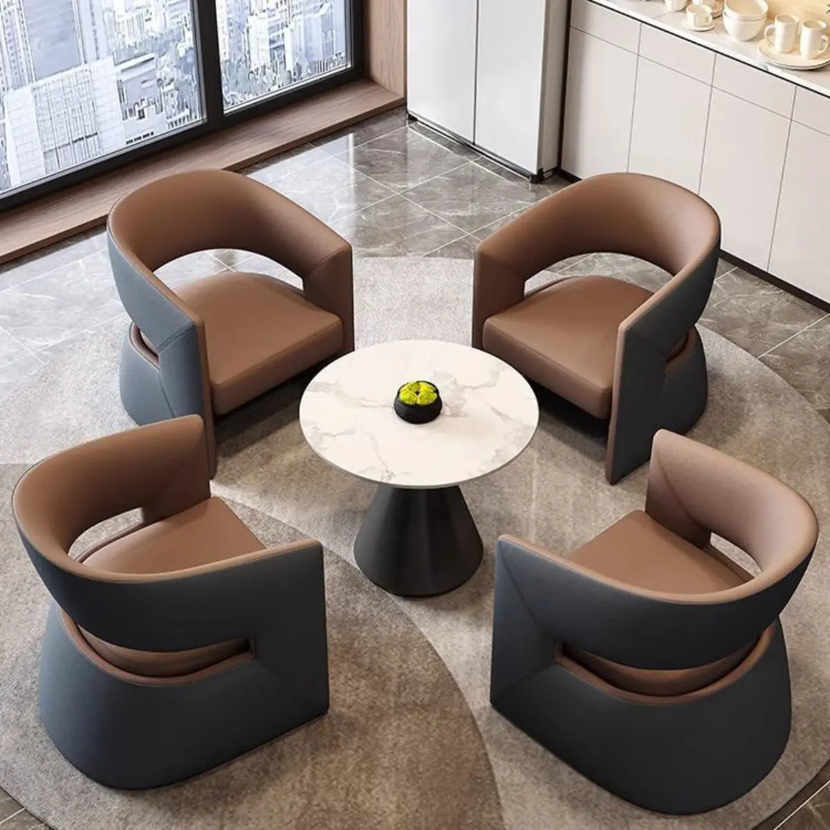Coffee Stain-Resistant Nappa Curved-Back Arm Chair