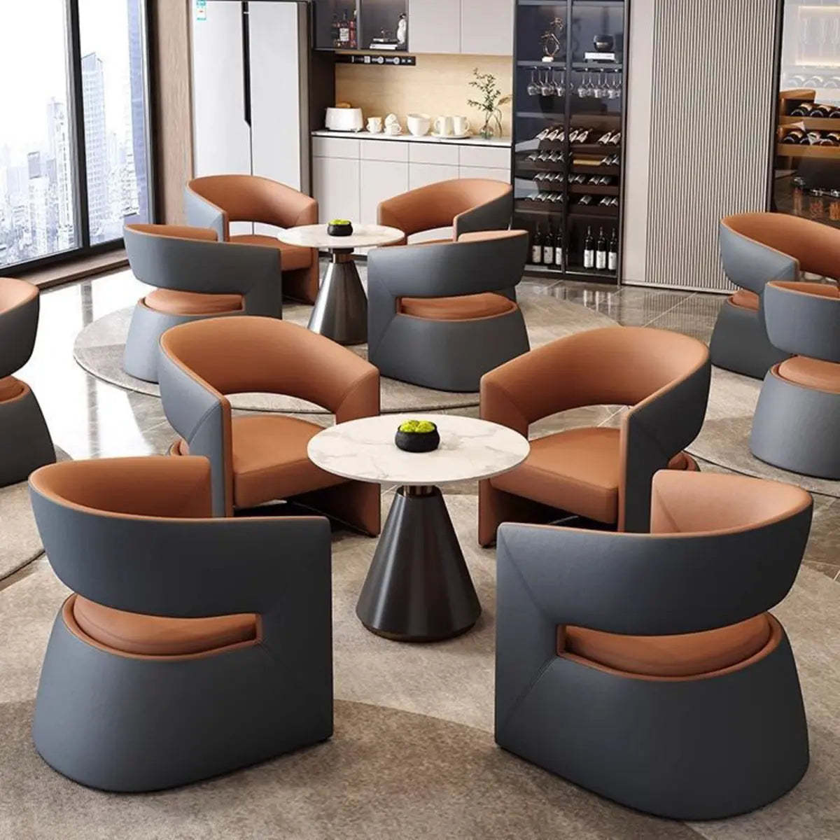 Coffee Stain-Resistant Nappa Curved-Back Arm Chair