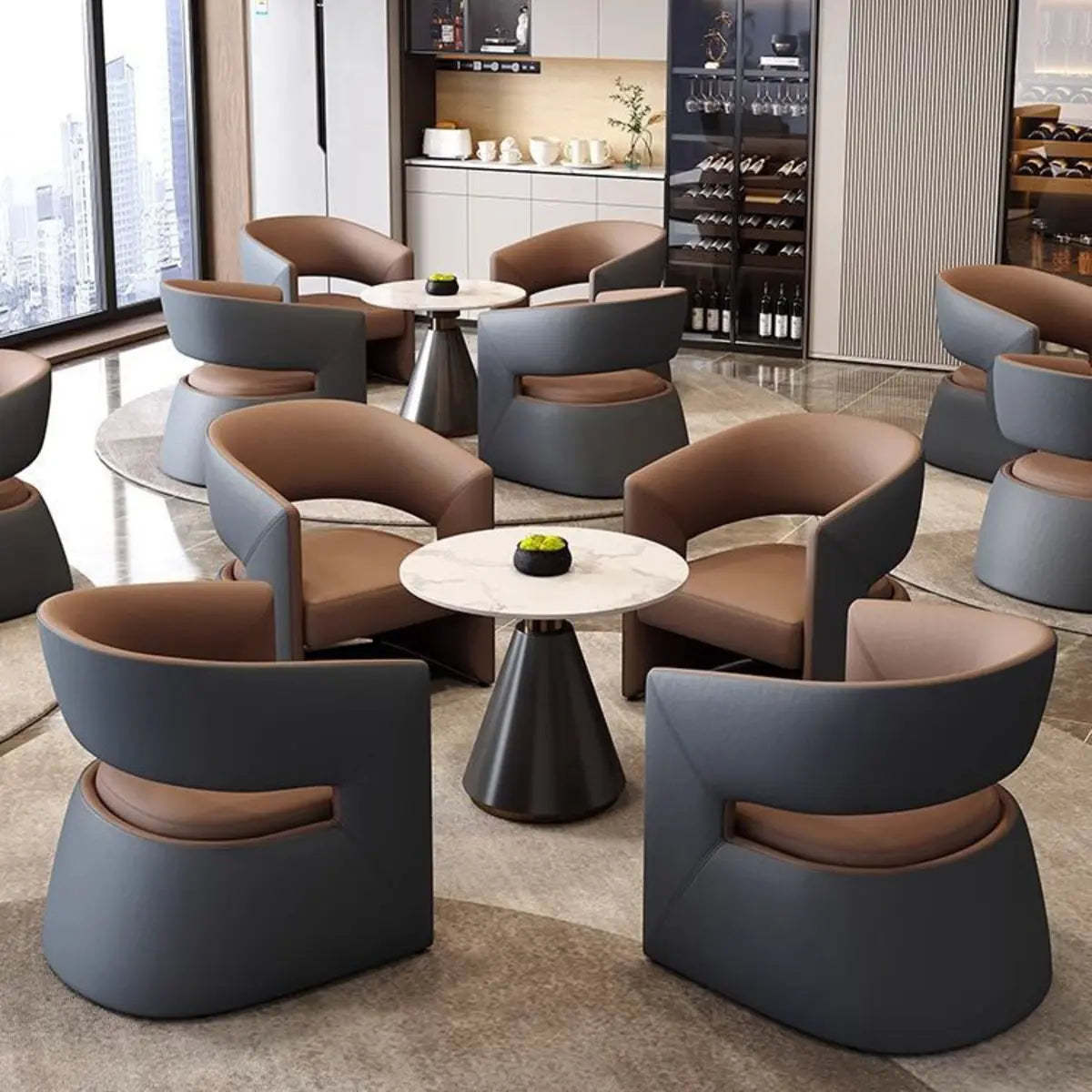 Coffee Stain-Resistant Nappa Curved-Back Arm Chair