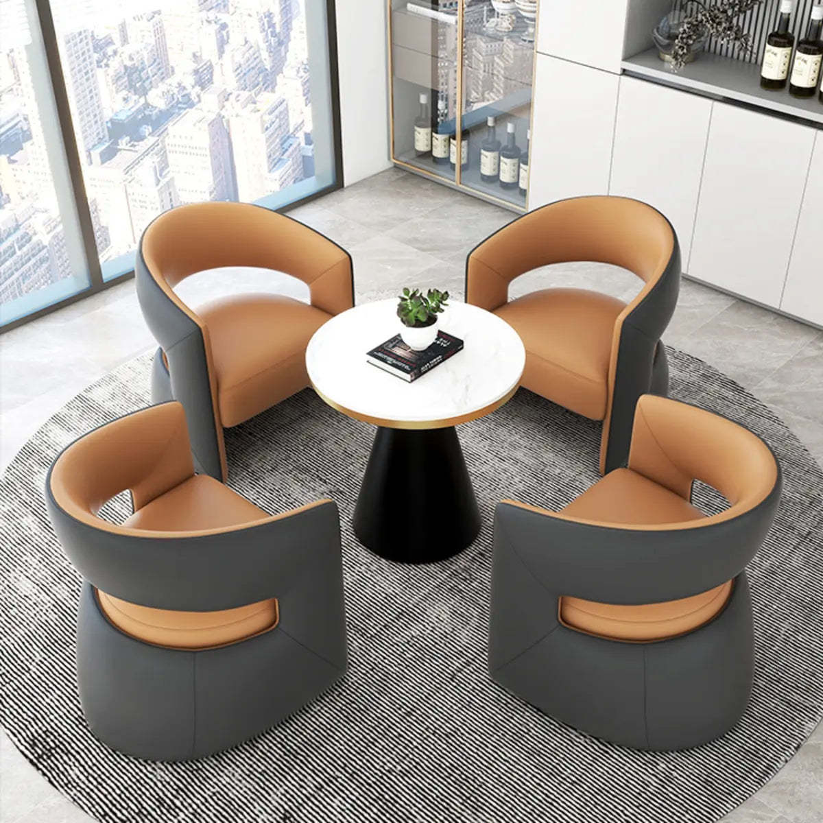 Coffee Stain-Resistant Nappa Curved-Back Arm Chair