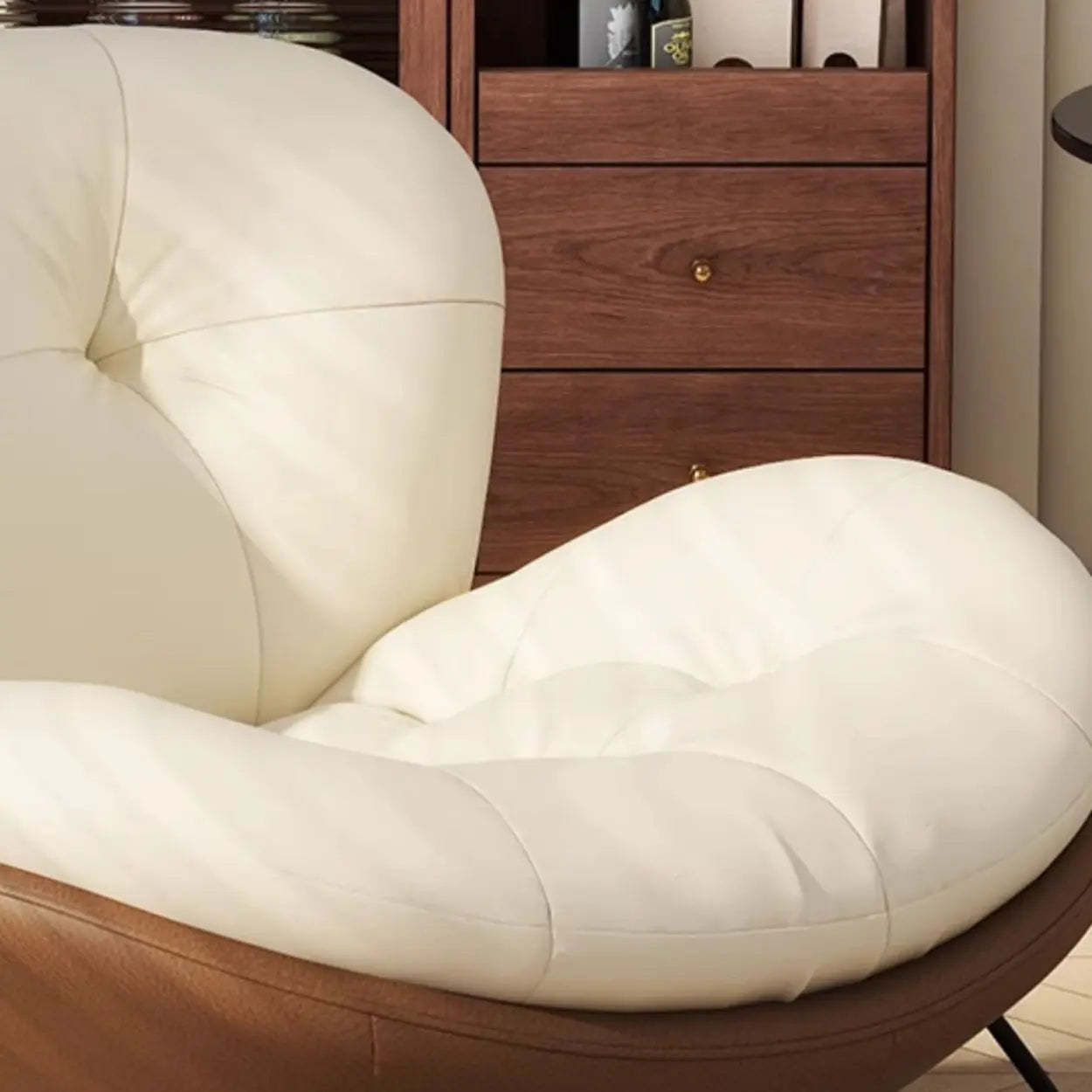 Coffee Stain-Resistant Tufted Natural Leg Rocking Chair