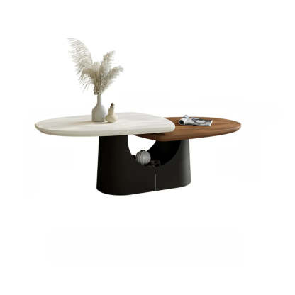 Coffee White Oval Wood and Iron Coffee Table with Storage — Coffee/ White