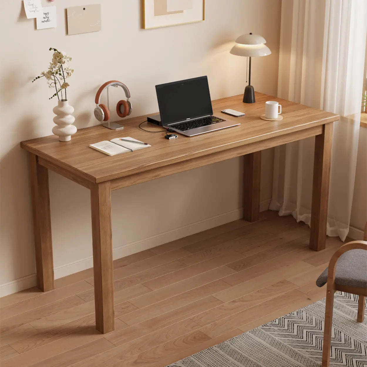 Modern block desk wood desks — 23.6" L x 23.6" W x 29.5" H / Coffee