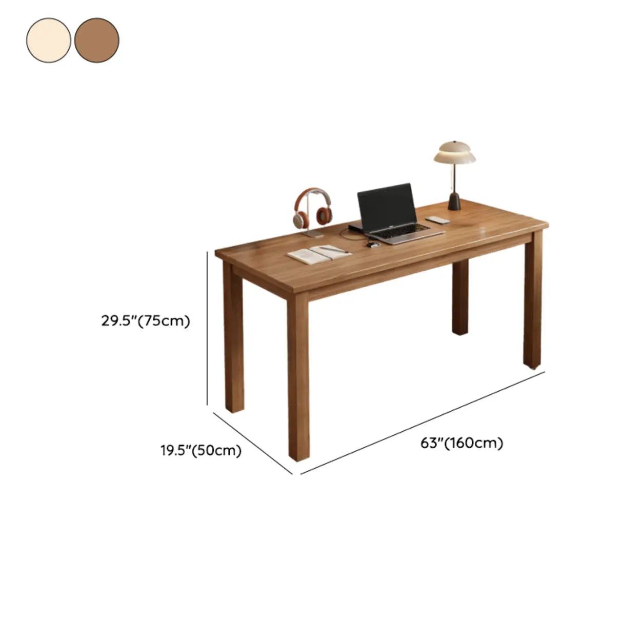 Coffee Wood Butcher Block Writing Desk — Natural / Table Only