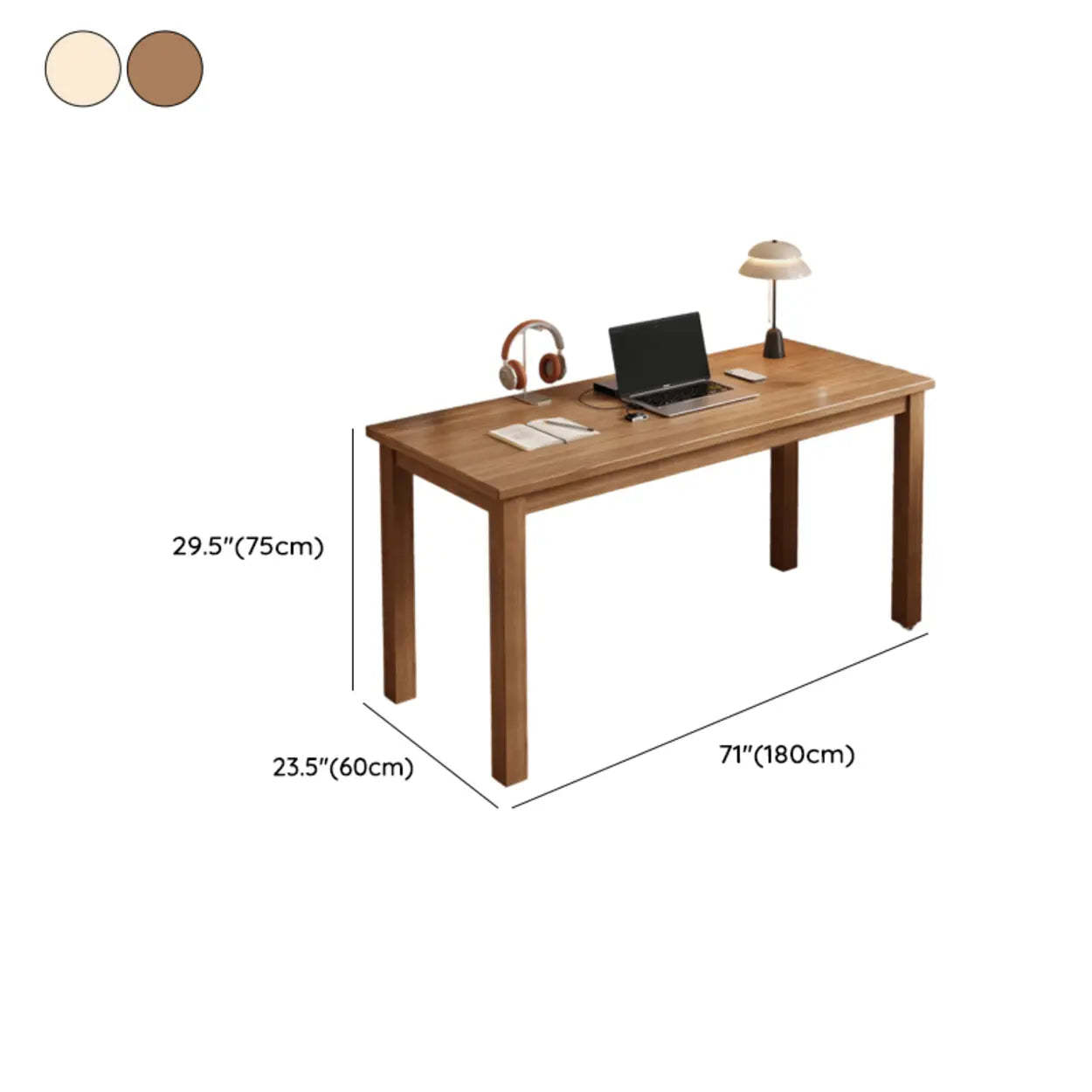 Coffee Wood Butcher Block Writing Desk — Natural / Table Only