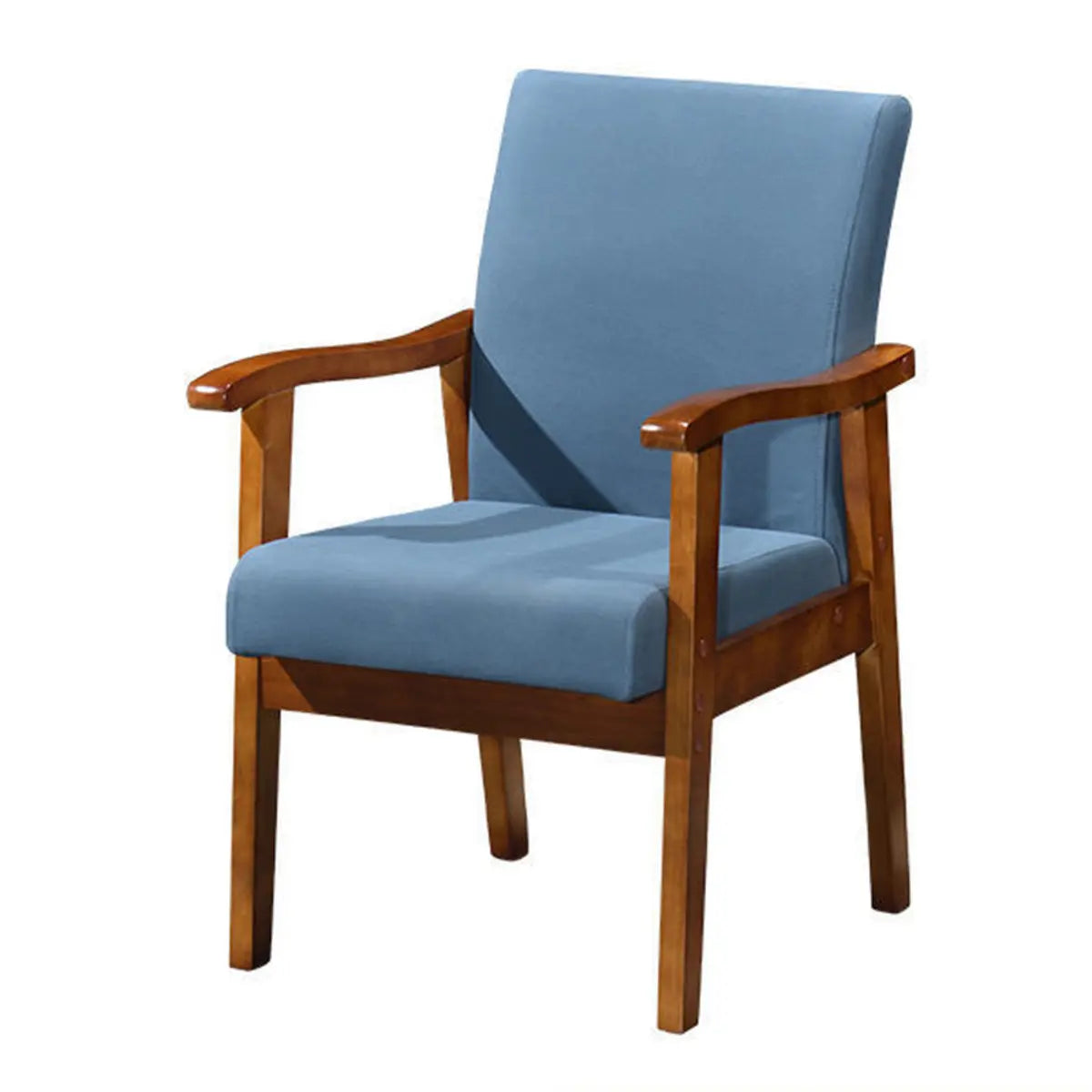 Coffee Wood Frame Upholstered Dining Arm Chair