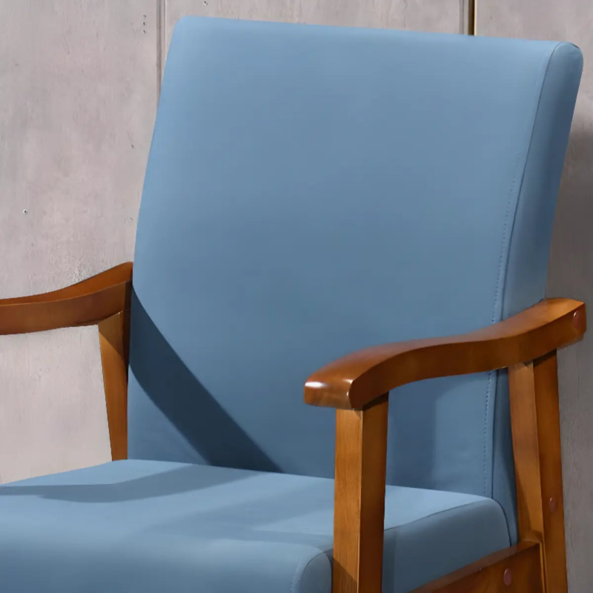 Coffee Wood Frame Upholstered Dining Arm Chair
