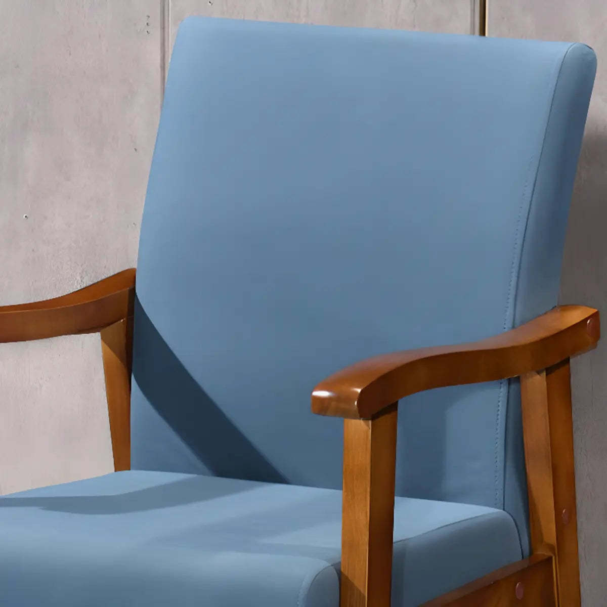 Coffee Wood Frame Upholstered Dining Arm Chair
