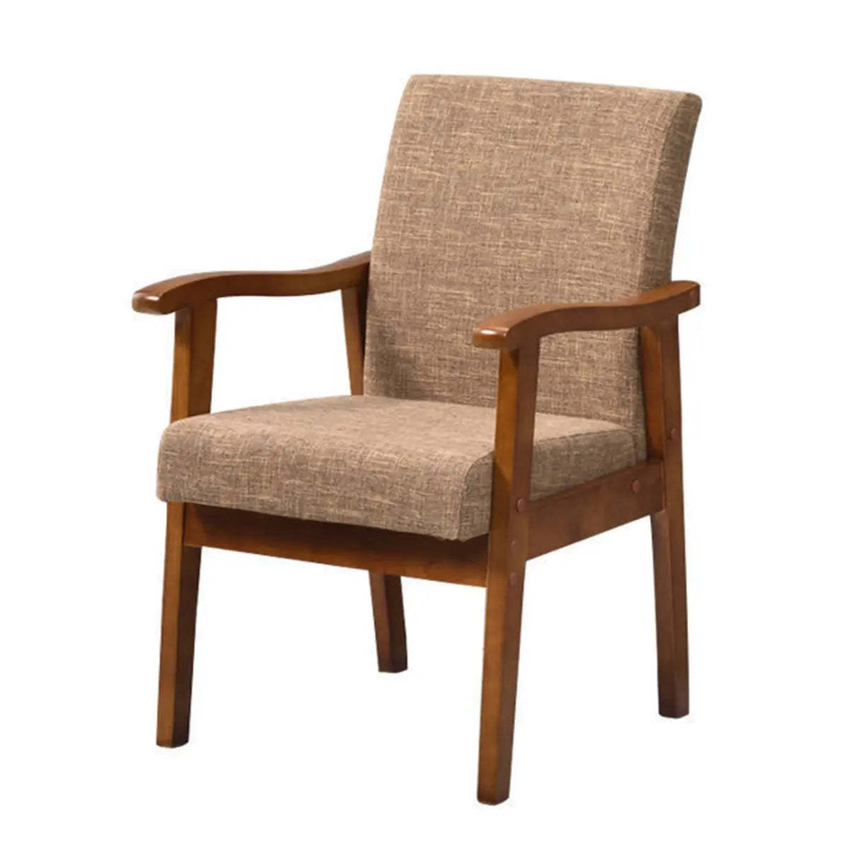Coffee Wood Frame Upholstered Dining Arm Chair — Coffee / Walnut