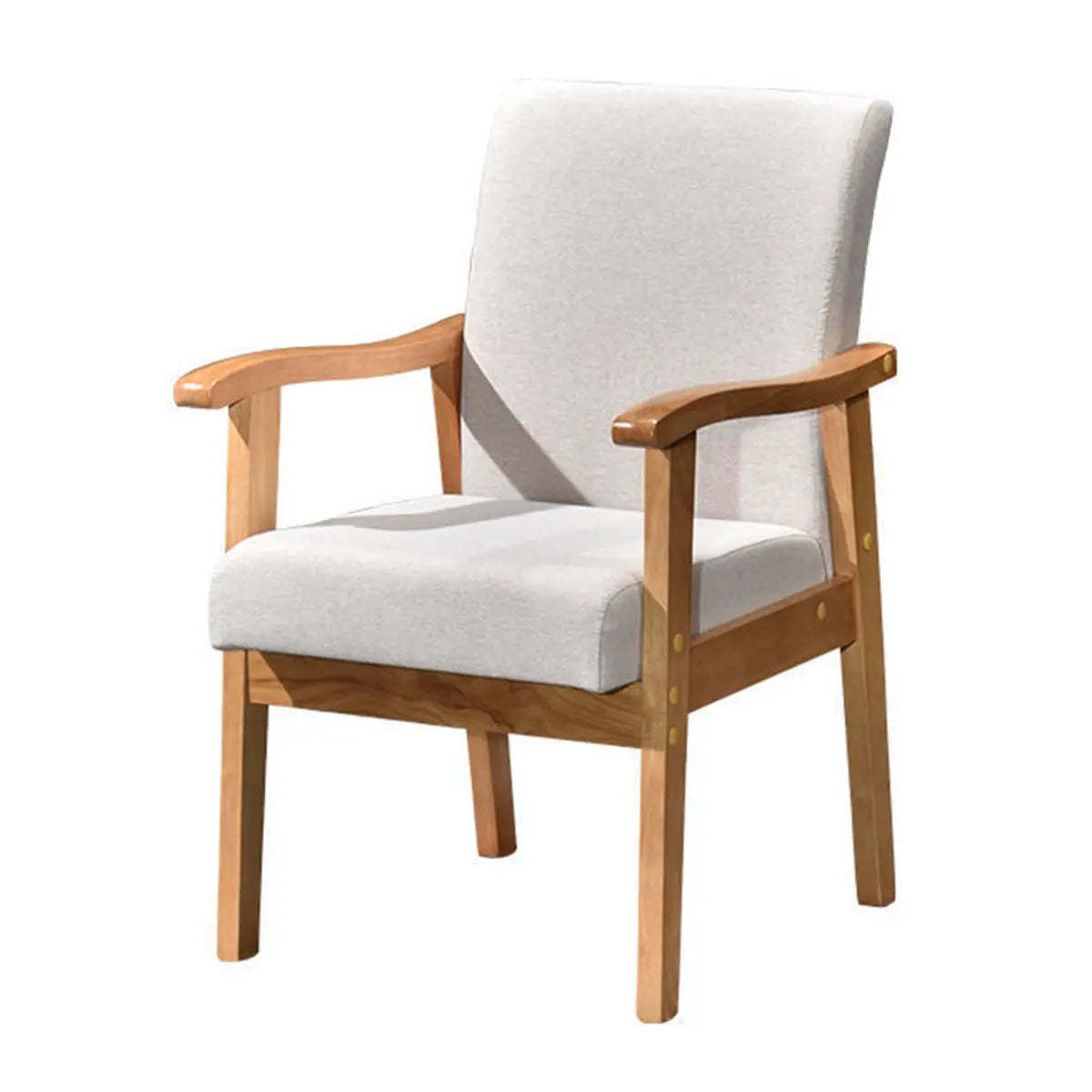 Coffee Wood Frame Upholstered Dining Arm Chair — Coffee / Natural Wood