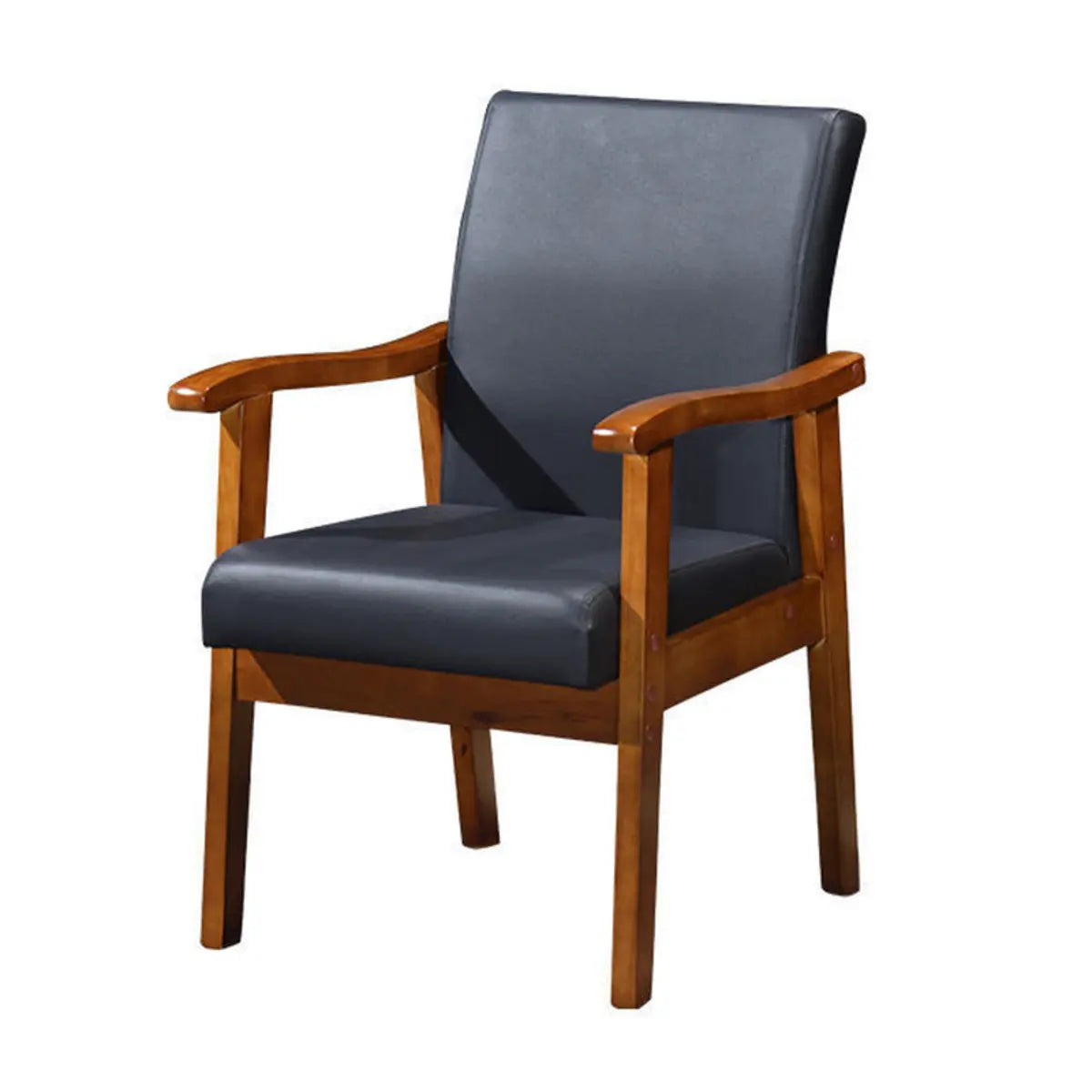 Coffee Wood Frame Upholstered Dining Arm Chair — White / Walnut
