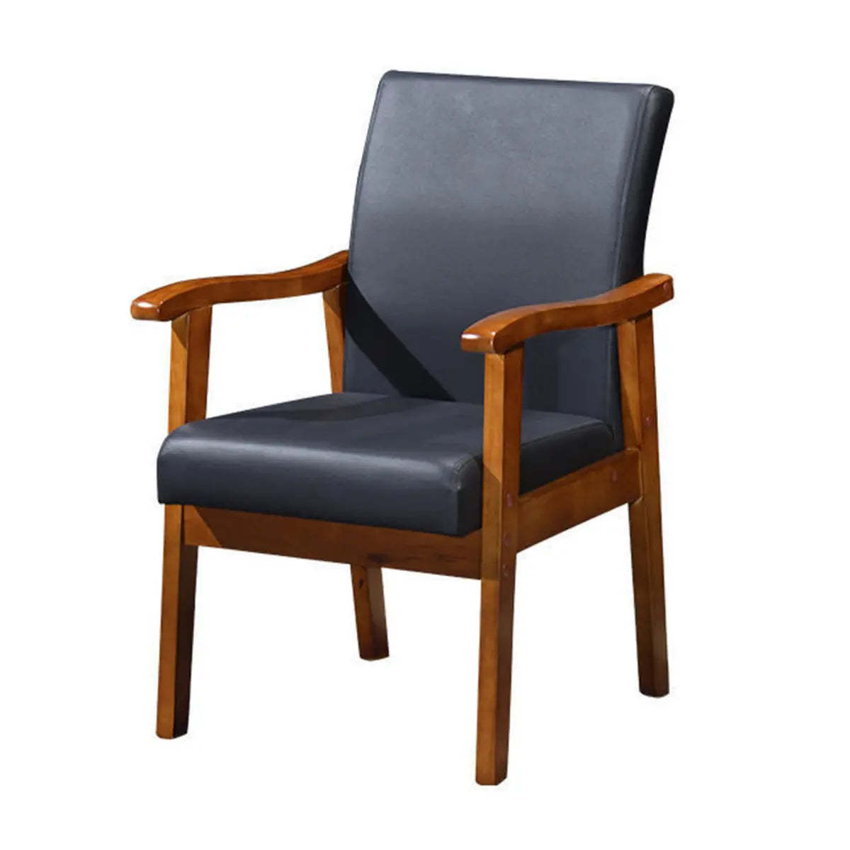 Coffee Wood Frame Upholstered Dining Arm Chair — White / Walnut