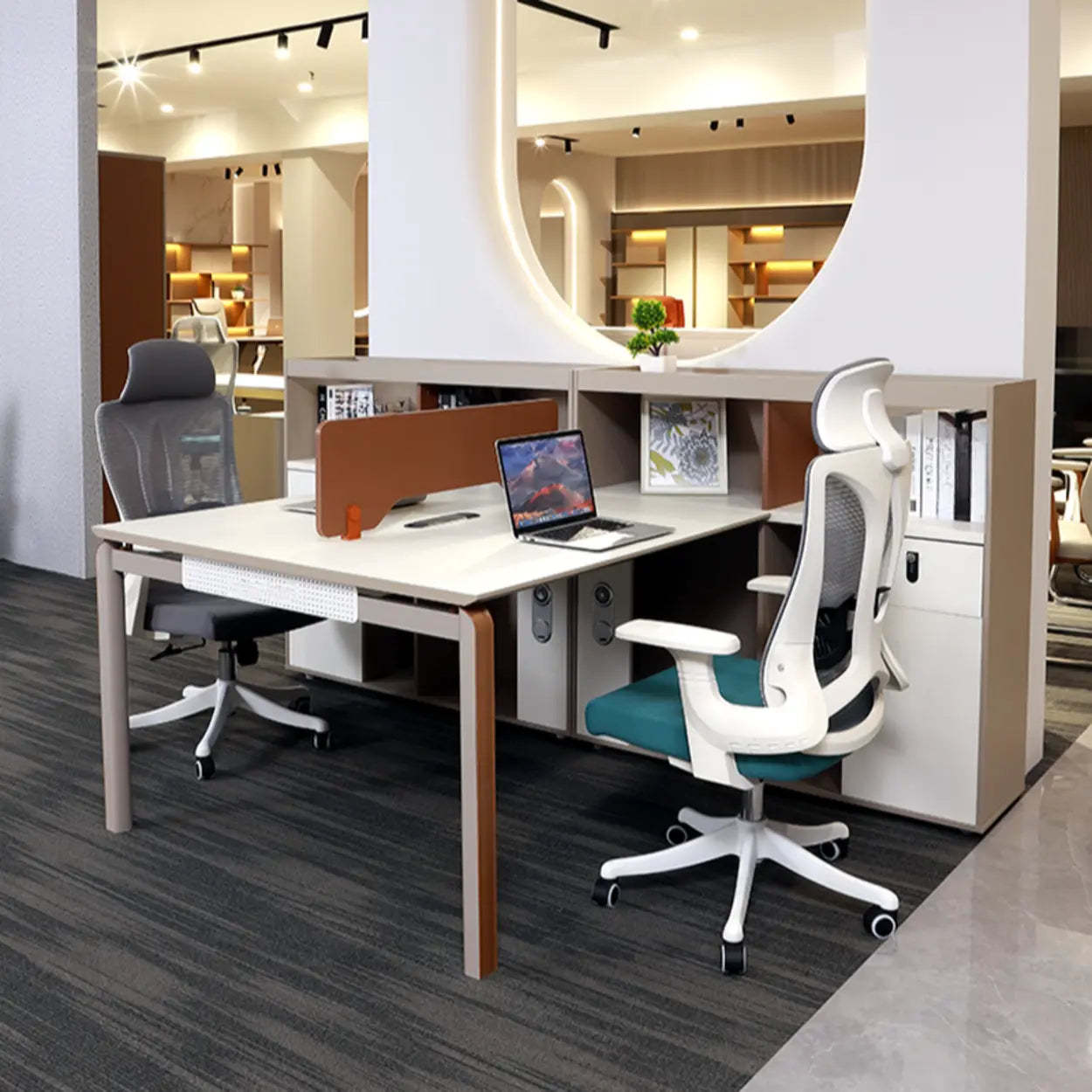 Collaborative Cabinet Drawer L-Shape Computer Desk