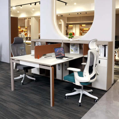 Collaborative Cabinet Drawer L-Shape Computer Desk