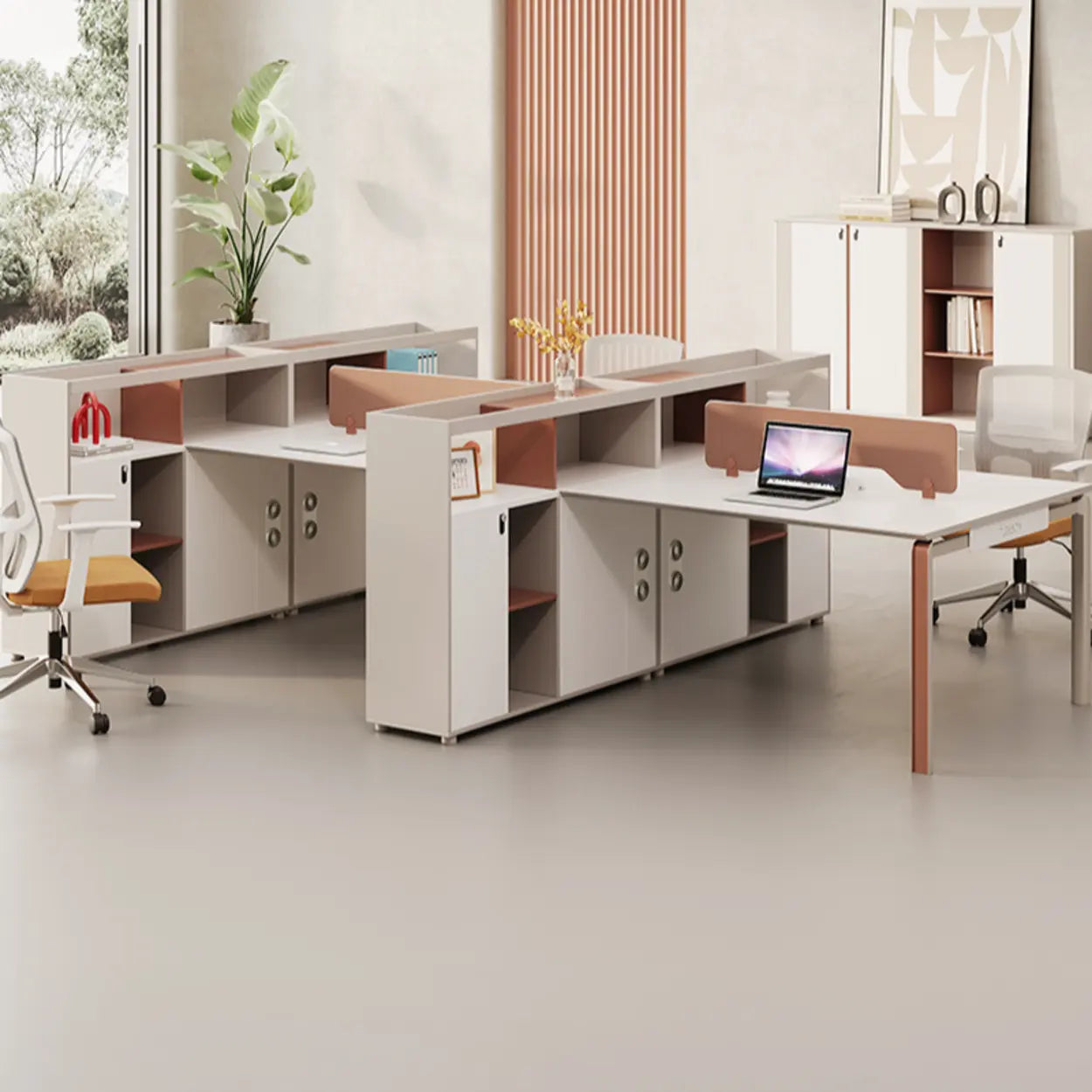 Collaborative Cabinet Drawer L-Shape Computer Desk