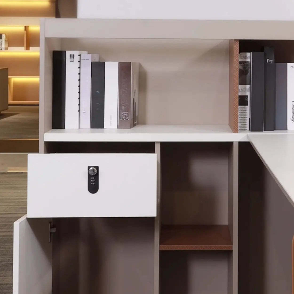 Collaborative Cabinet Drawer L-Shape Computer Desk