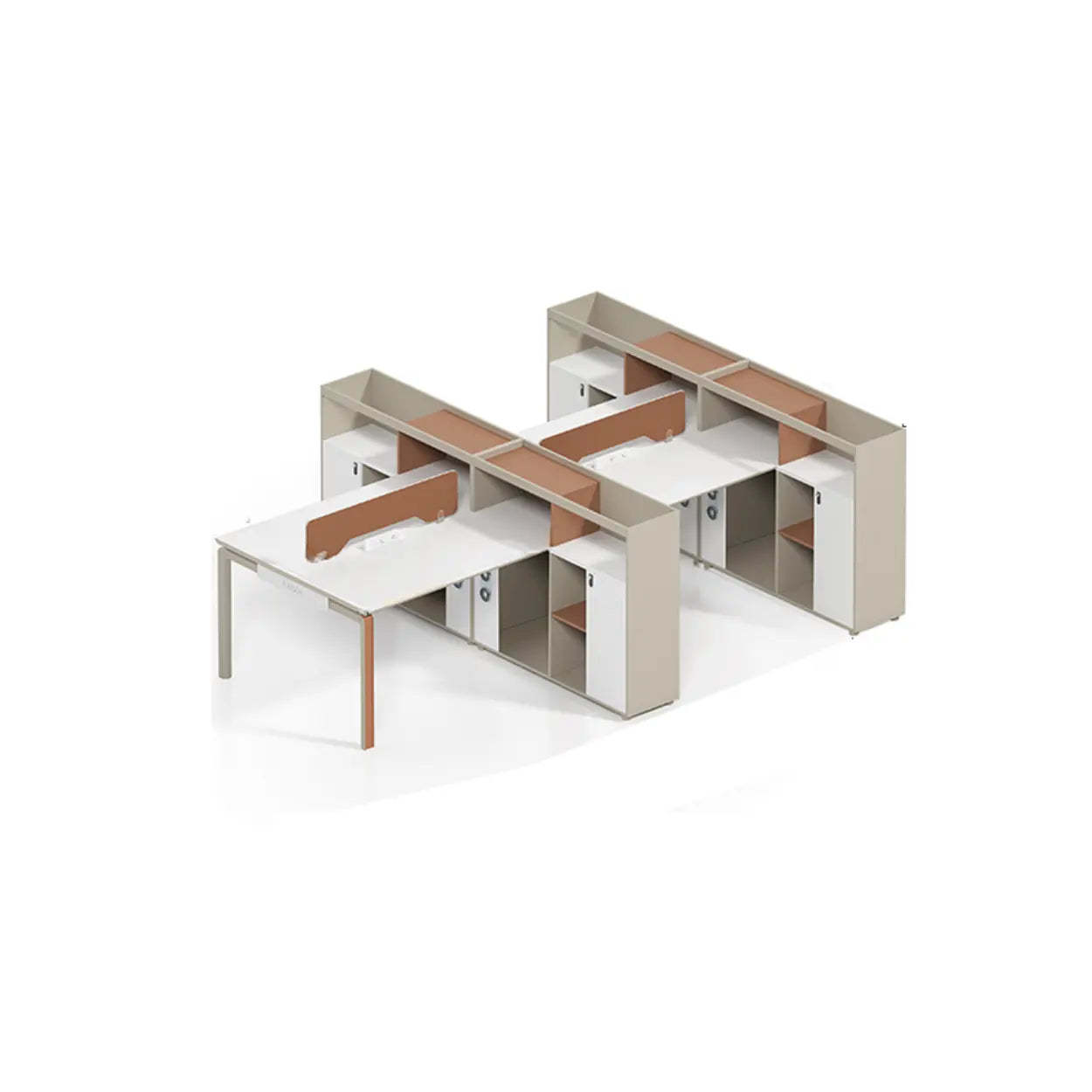 Modern l-shape drawer wood desks — 122" L x 94" W x 43" H
