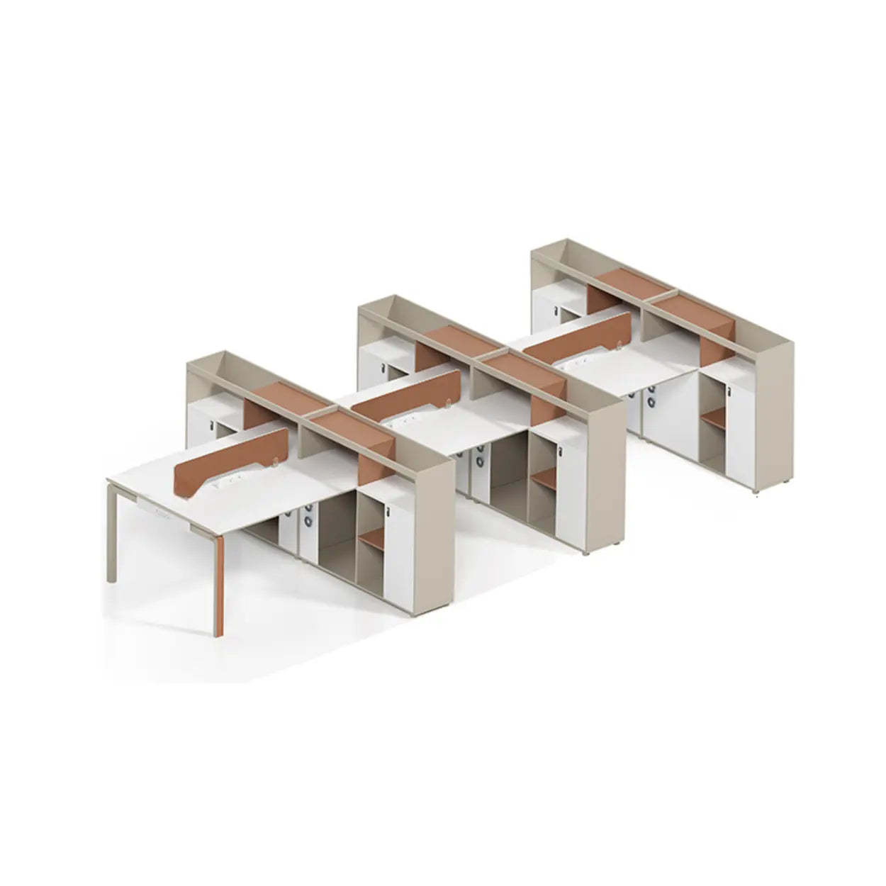 Modern l-shape computer desks in wood — 183" L x 94" W x 43" H