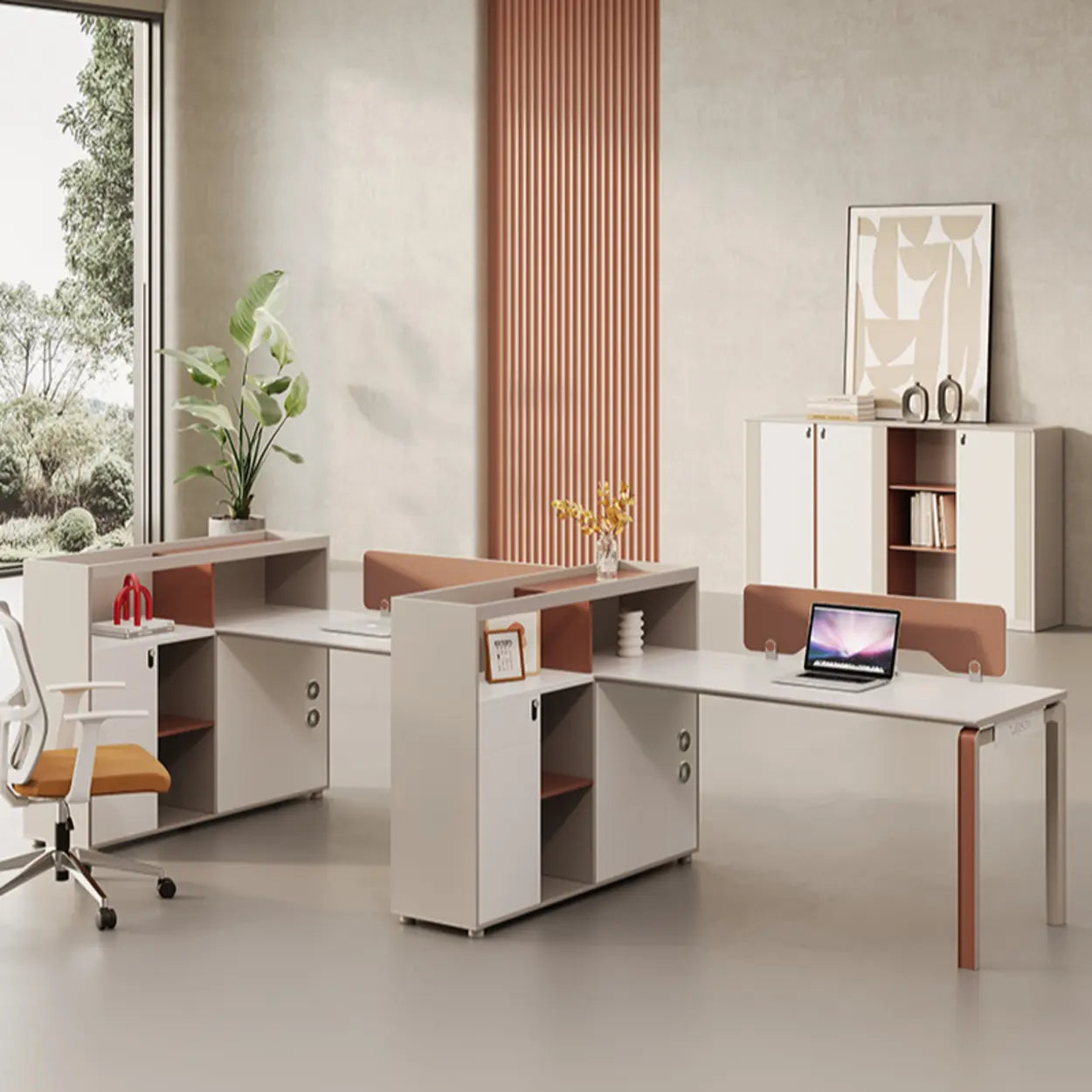 Collaborative Cabinet Drawer L-Shape Computer Desk