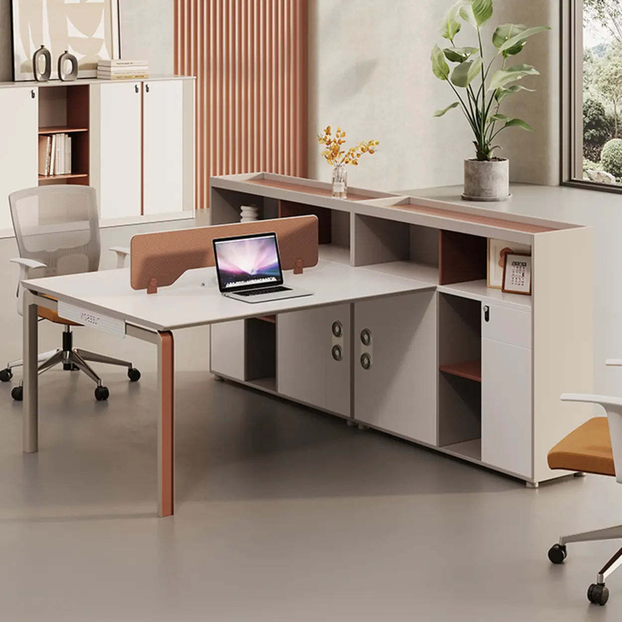 Collaborative Cabinet Drawer L-Shape Computer Desk