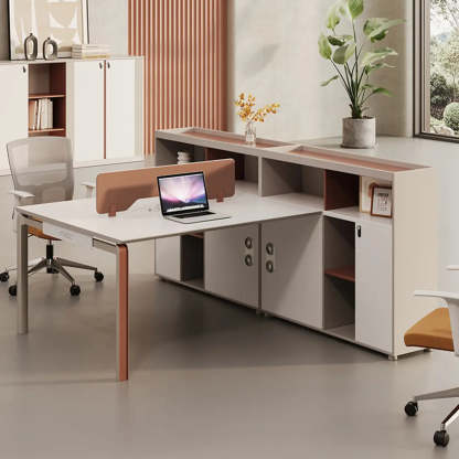 Collaborative Cabinet Drawer L-Shape Computer Desk