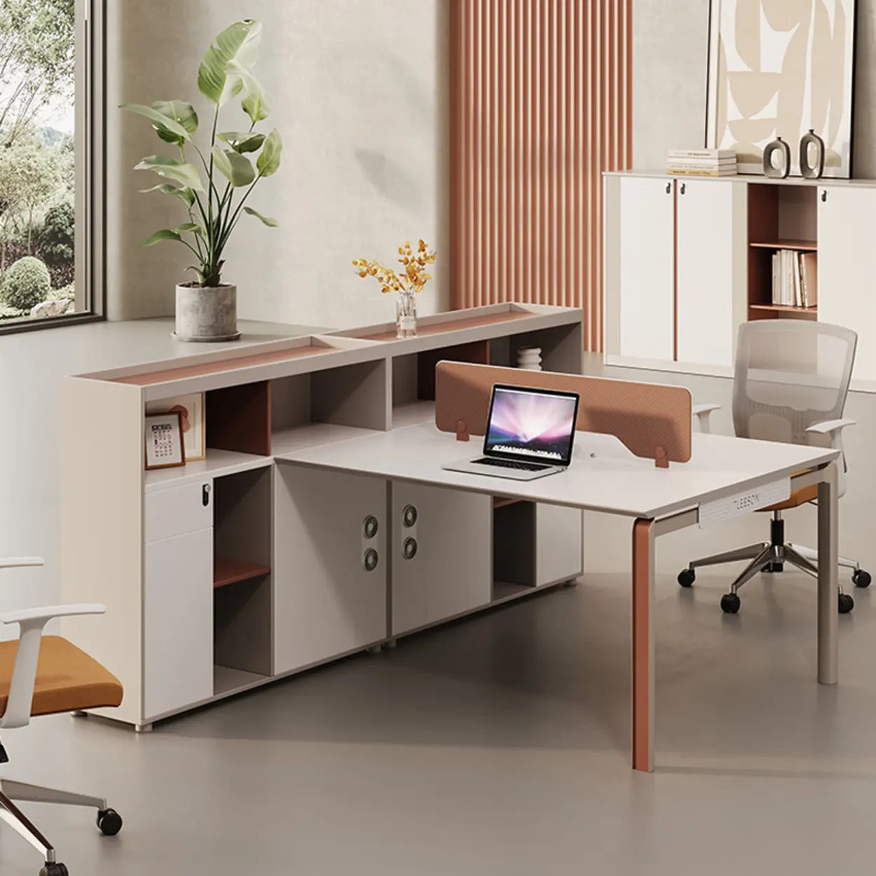 Collaborative Cabinet Drawer L-Shape Computer Desk