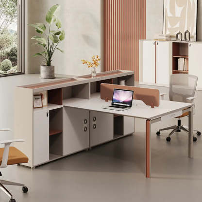 Collaborative Cabinet Drawer L-Shape Computer Desk