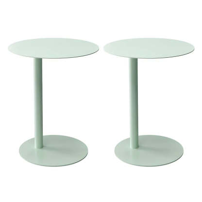 Round Metal C-Shape Side Table — Orange-Red / 1