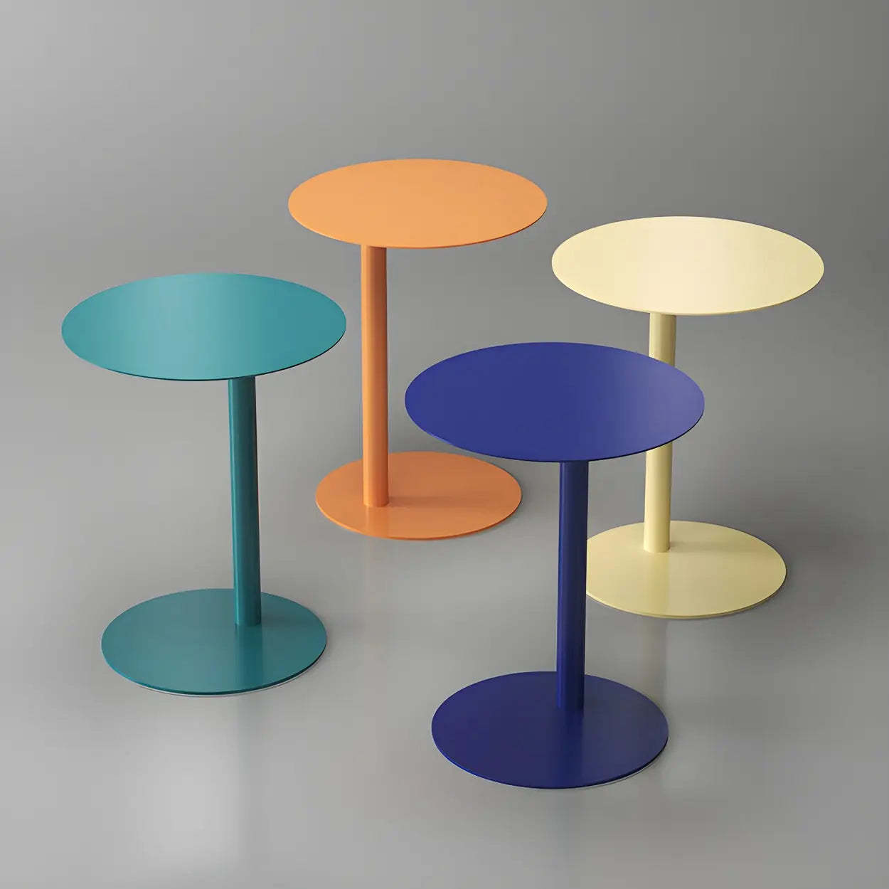 Round Metal C-Shape Side Table — Dark Green / 1