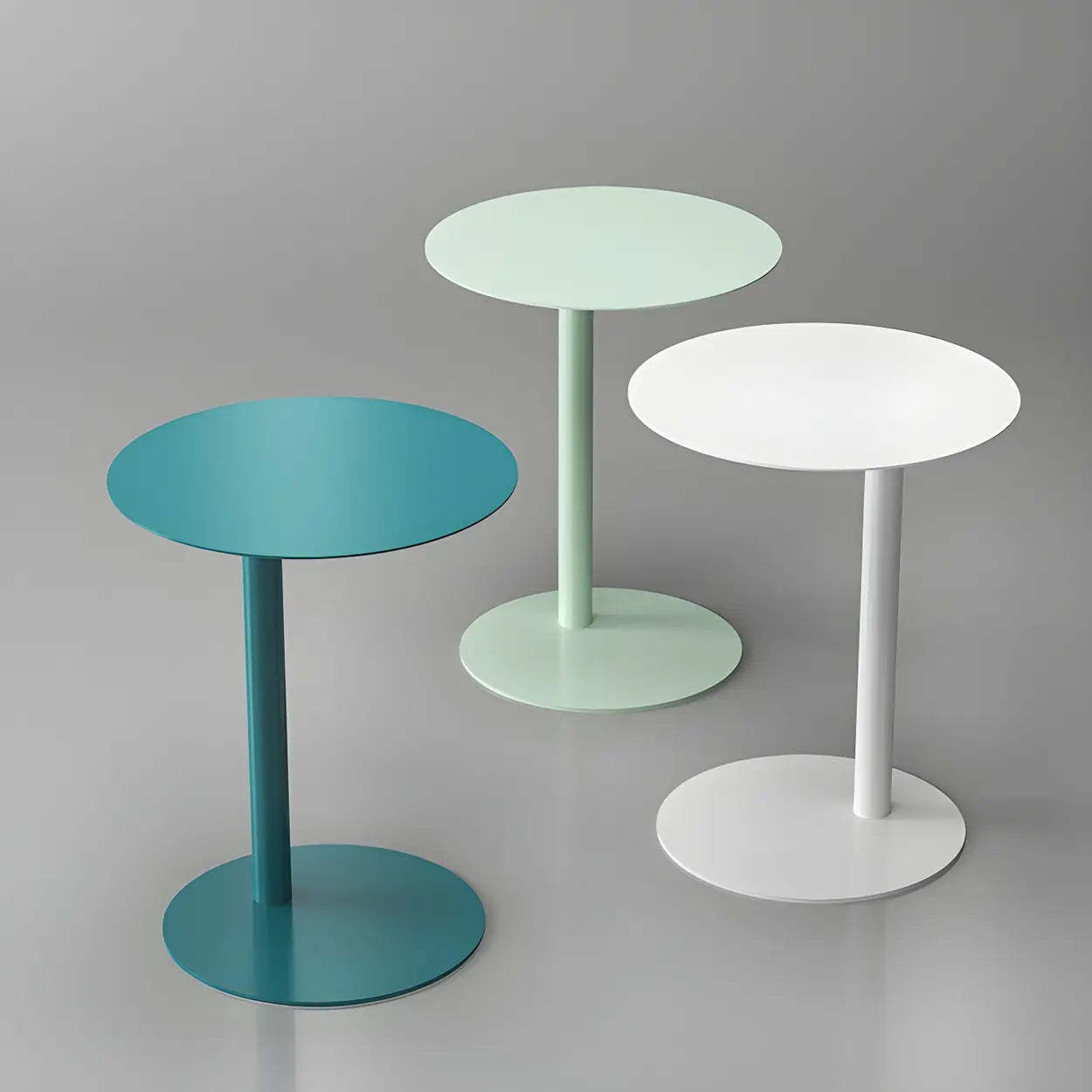 Round Metal C-Shape Side Table — Dark Green / 2