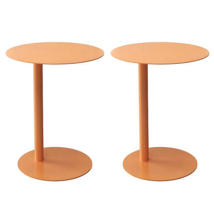 Round Metal C-Shape Side Table — Light Yellow / 1