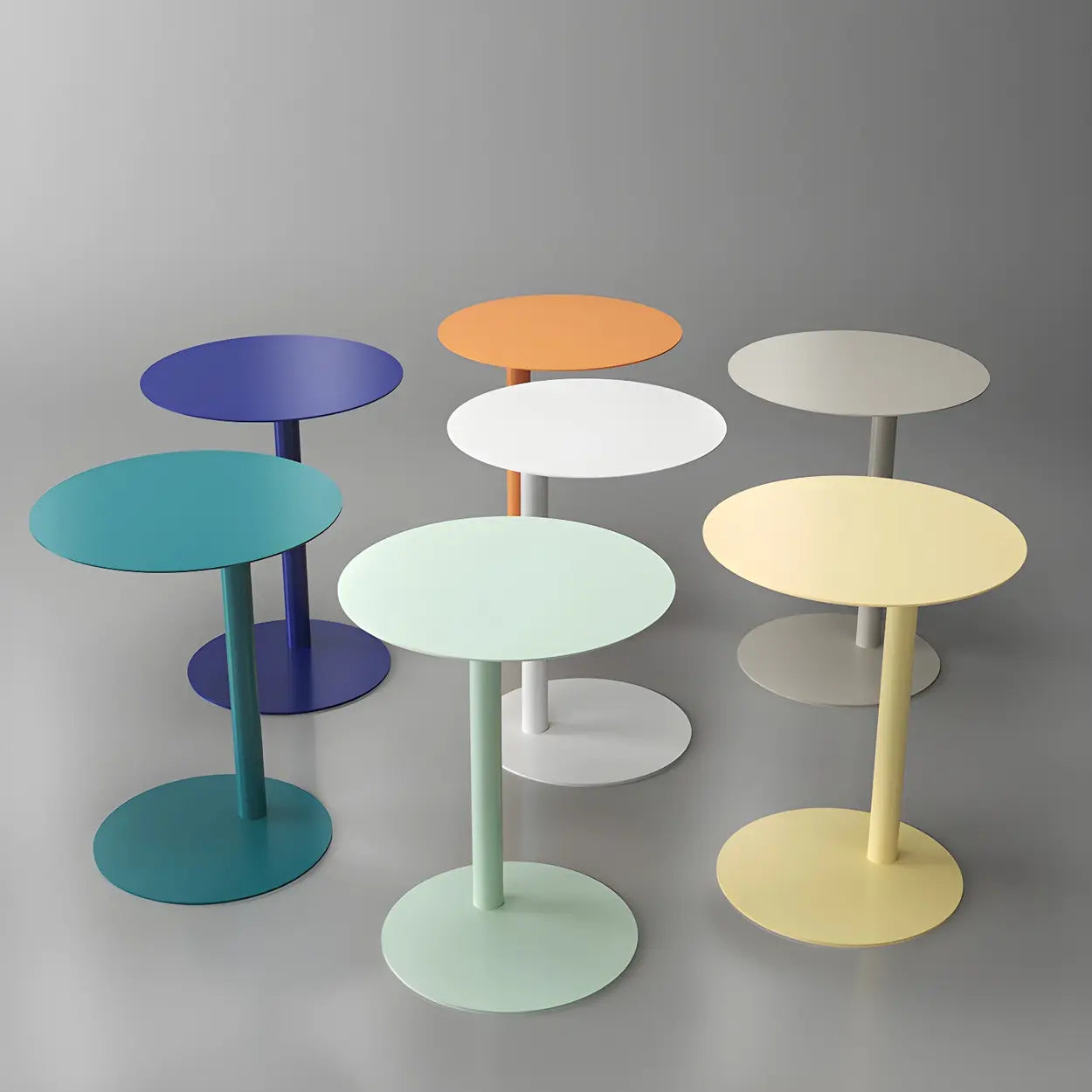 Round Metal C-Shape Side Table — Black / 1