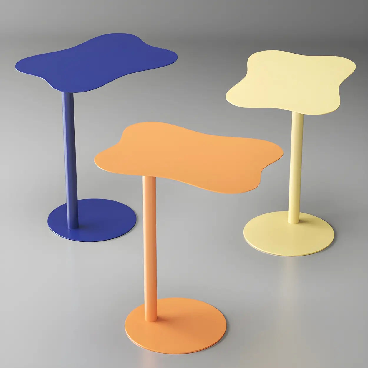 Colorful Wavy Metal Pedestal Glass End Table — Black / 1
