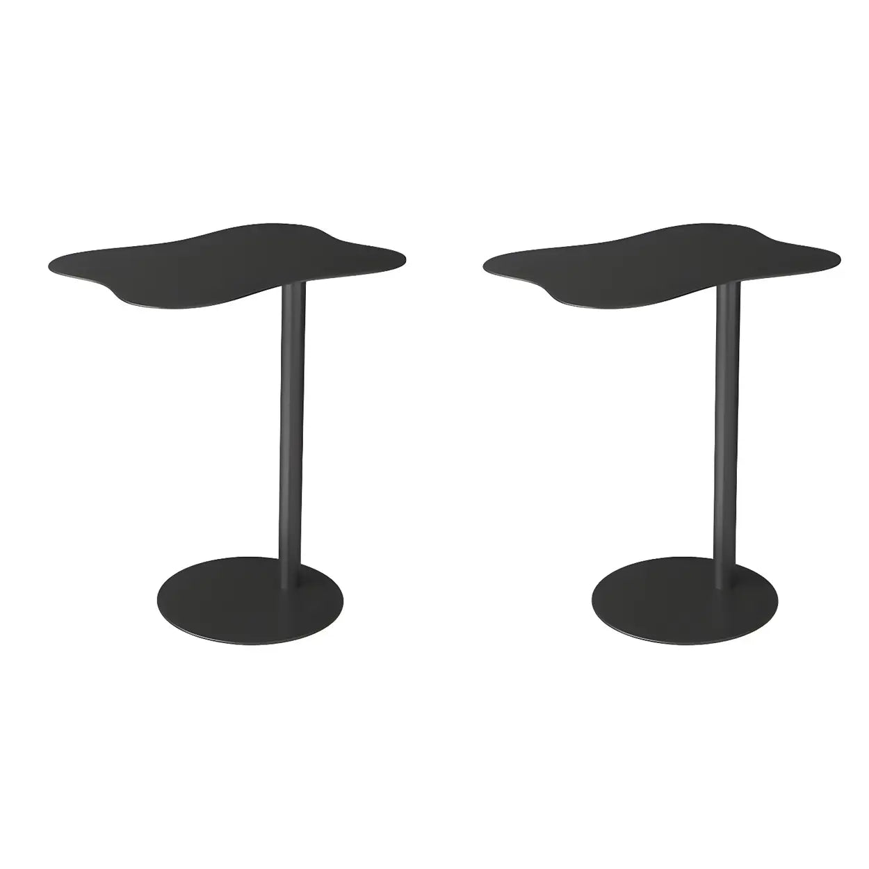 Colorful Wavy Metal Pedestal Glass End Table — Black / 2