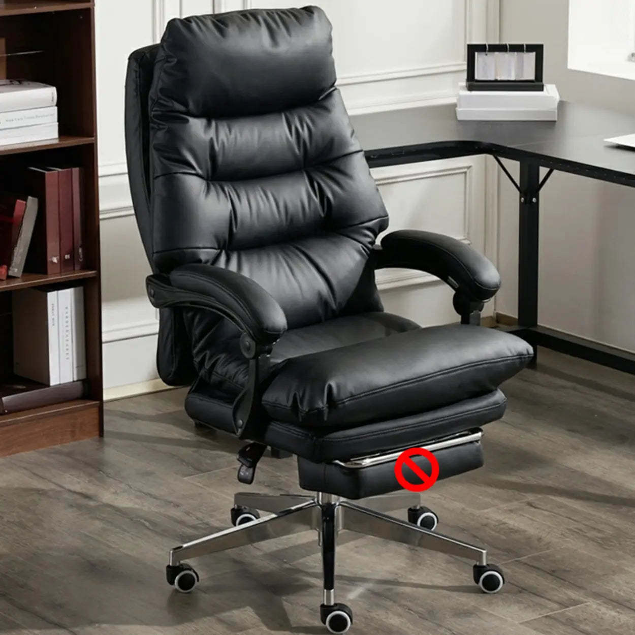 Reclining Leather Executive Office Chair — Orange / Cow Leather / With Footrest