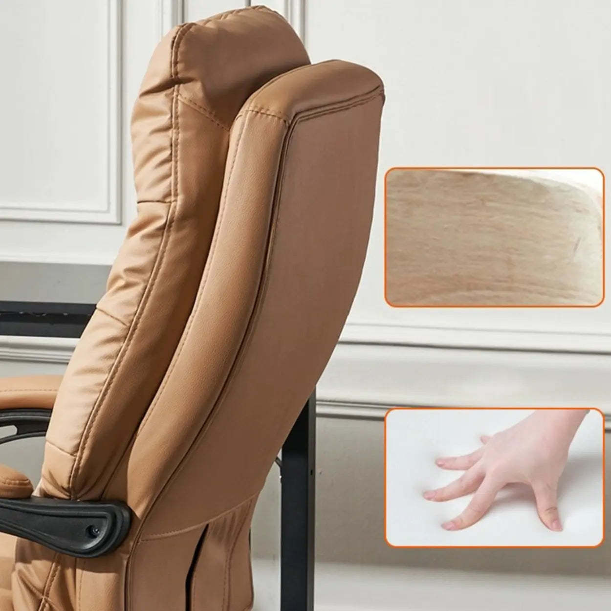 Reclining Leather Executive Office Chair — Grey / Anti Cat Scratch Leather / With Footrest