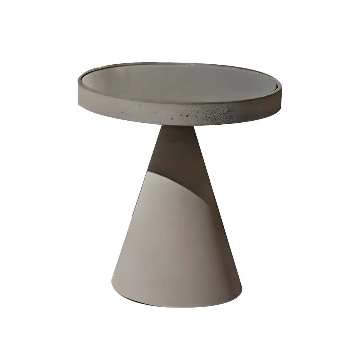 Compact Gray Stone Round Outdoor Coffee Table