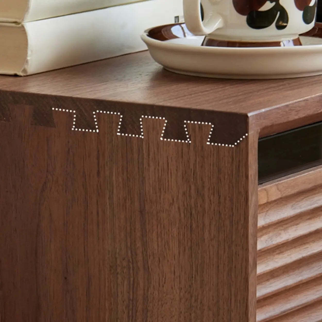 Compact Walnut Brown Vertical 5-Drawer Chest