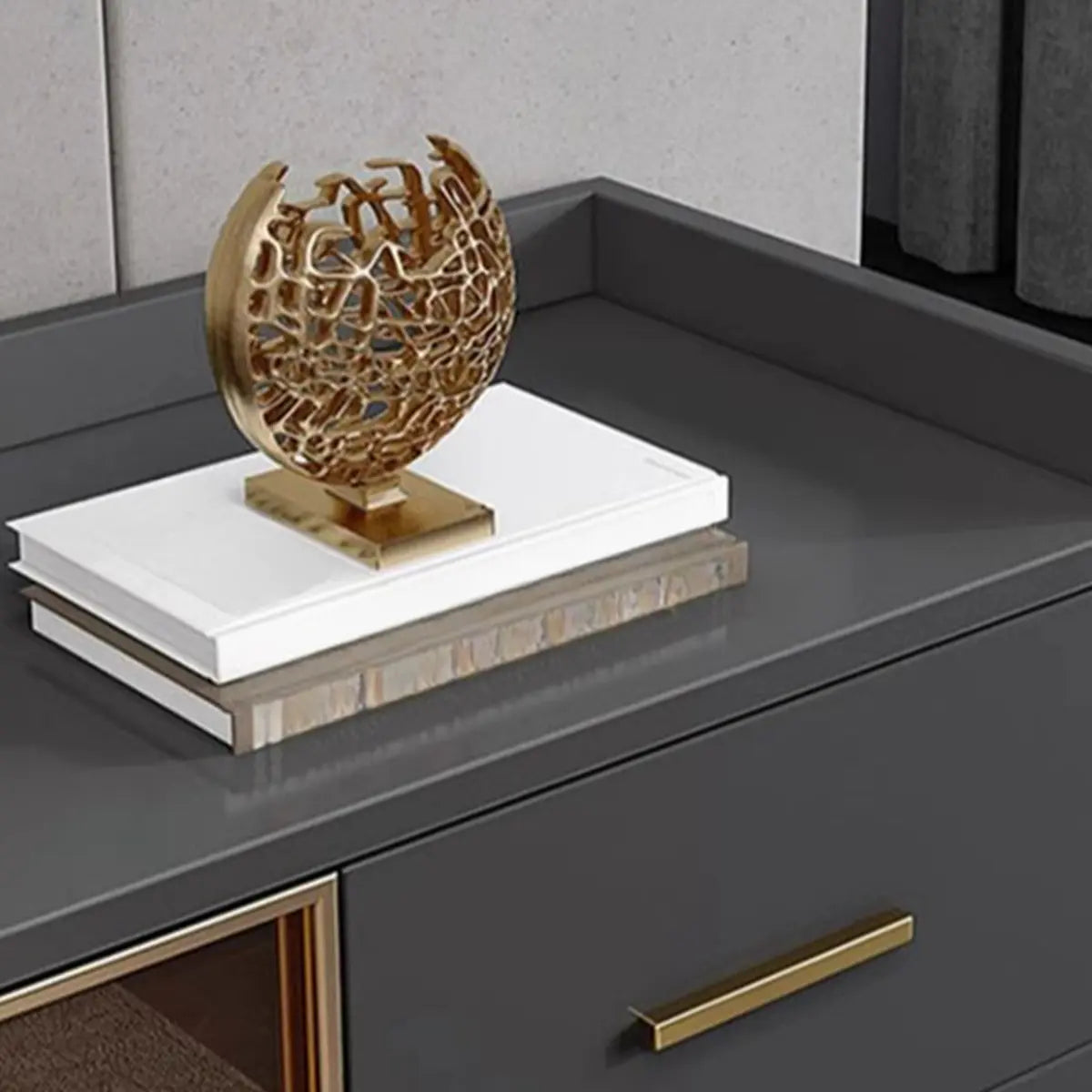 Composite Gray Wood Clear Door Buffet Table