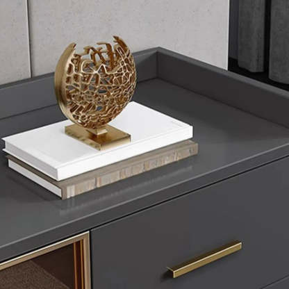 Composite Gray Wood Clear Door Buffet Table